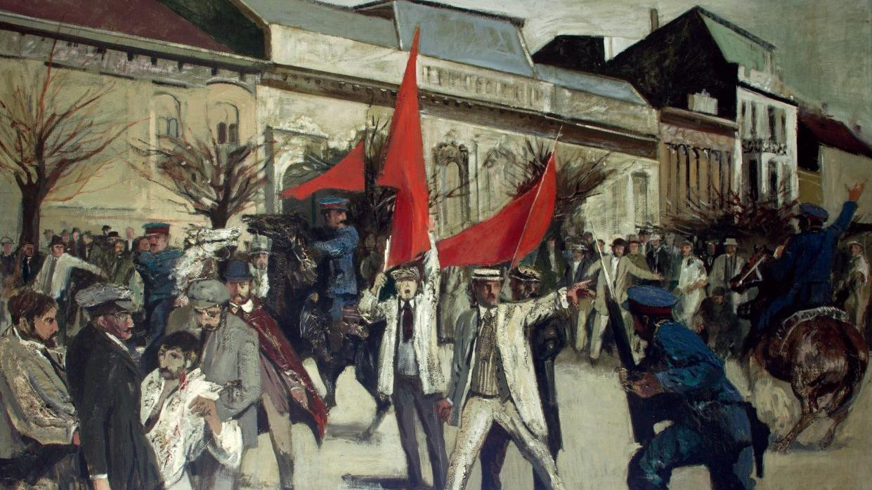 Ulje na platnu slikara Miće Popovića iz 1970. godine, kojim je ilustrovan protest studenata i radnika iz 1903.