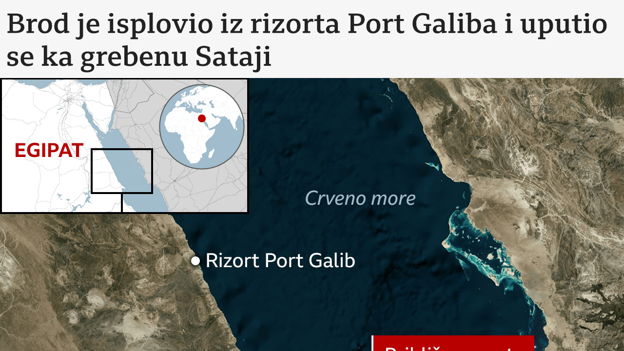 Mapa gde je brod Morska ptica potonuo