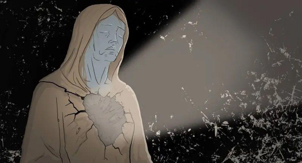 ilustracija žene sa rupom u telu