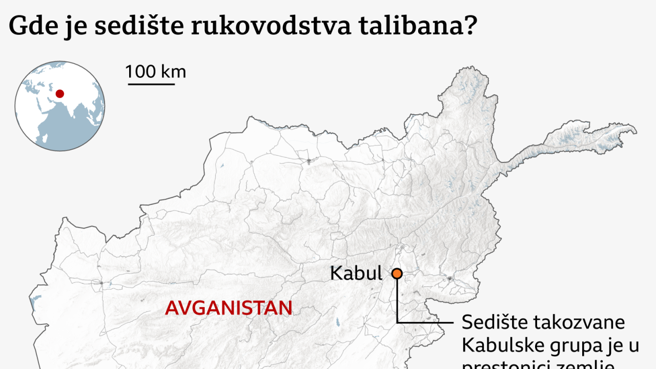 Mapa Avganistana koja prikazuje gde se nalazi rukovodstvo talibana