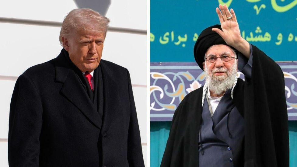 Kombo fotografija na kojoj su sa leve strane u crnom kaputu američki predsednik Donald Tramp i levo, takođe u crnom ogrtaču, iranski vrhovni vođa ajatolah Ali Hamnei