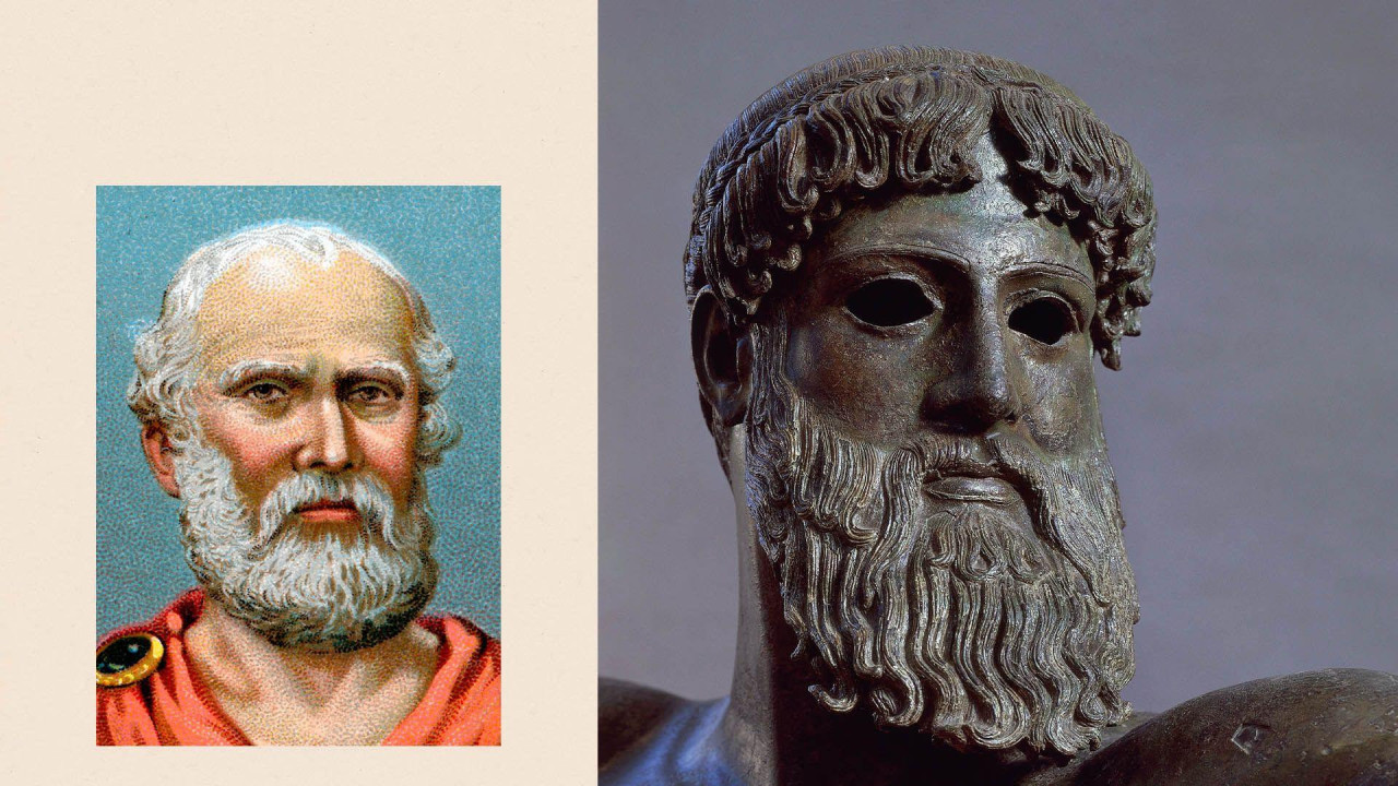 crtež na kome je Platon i pored fotografija statue Zevsa 